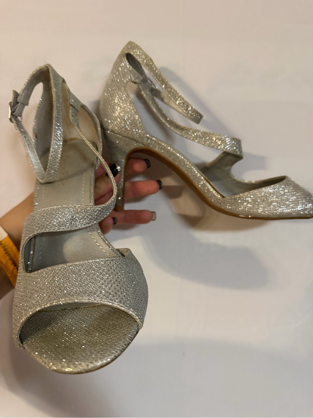 Dream Pairs Silver Glitter Strappy Heels